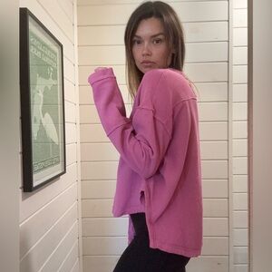 We The Free Free People Pink Oversized Thermal Top Small